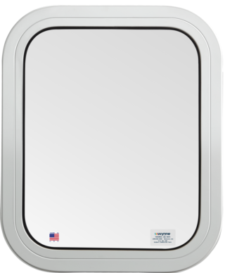 Model 200 stationary window interior view with white frame.