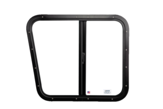 Model 205 sliding window interior view with black frame.