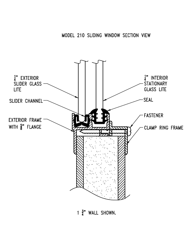 Model 210 sliding window blueprint.