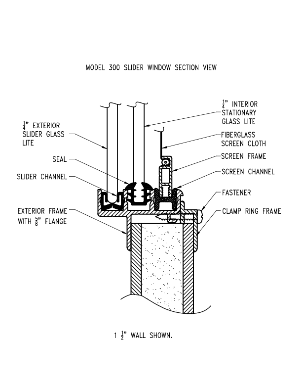 Model 300 sliding window blueprint.