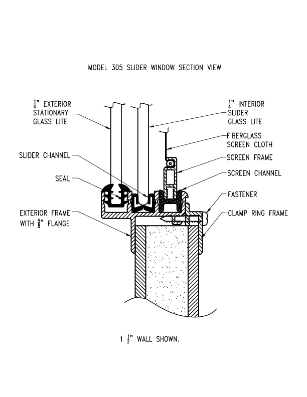 Model 305 sliding window blueprint.