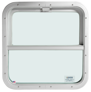 Model 310 vertical top down window interior view with white frame.