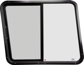 Model 310 heavy duty sliding window interior view with black frame.