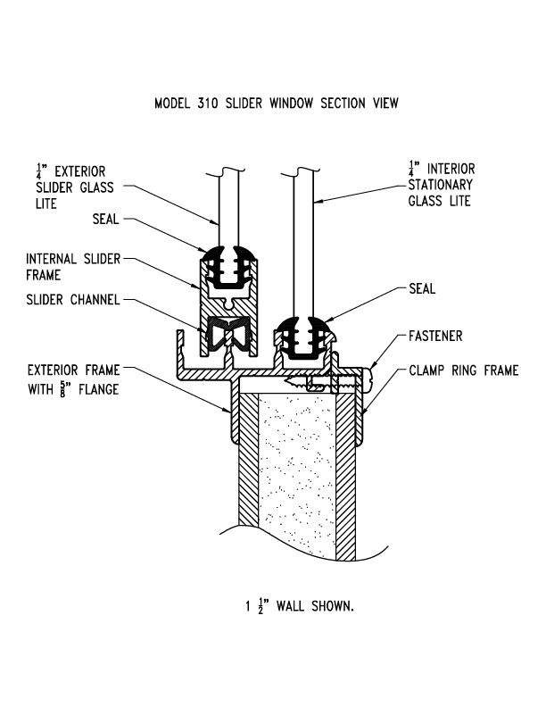 Model 310 heavy duty sliding window blueprint.